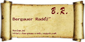 Bergauer Radó névjegykártya